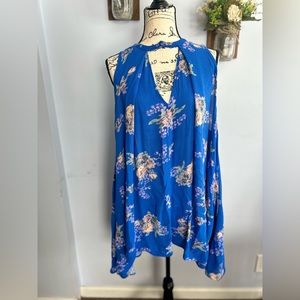 Free People tunic mini dress floral print bohemian festival hippie with pockets